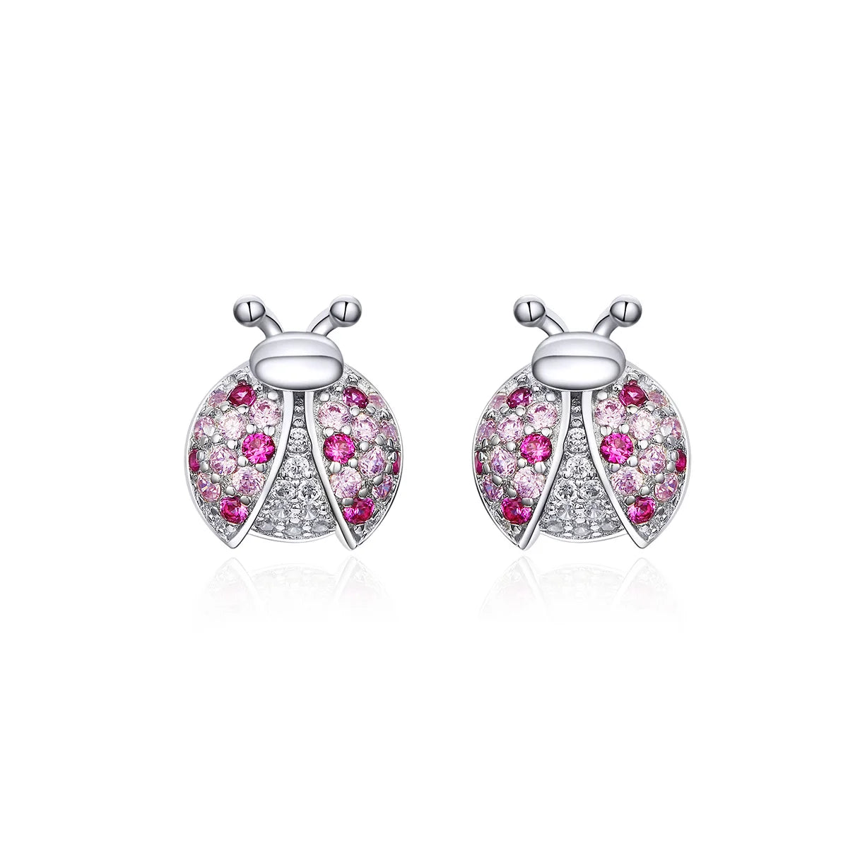 Factory 925 Sterling Silver Ladybug Pink Zircon Stud Earrings Silver 925 Jewelry for Women Wedding Earrings Jewelry SCE715
