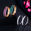 Elegant Green Red Cubic Zirconia Stones 585 Gold Plated Loop Round Ear Rings Hoop Earrings for Women Trendy Jewelry