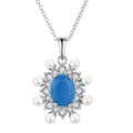 YH Jewellery Designer Necklace Trendy Luxury Silver 925 Blue Zircon Sapphire with Oval for Women