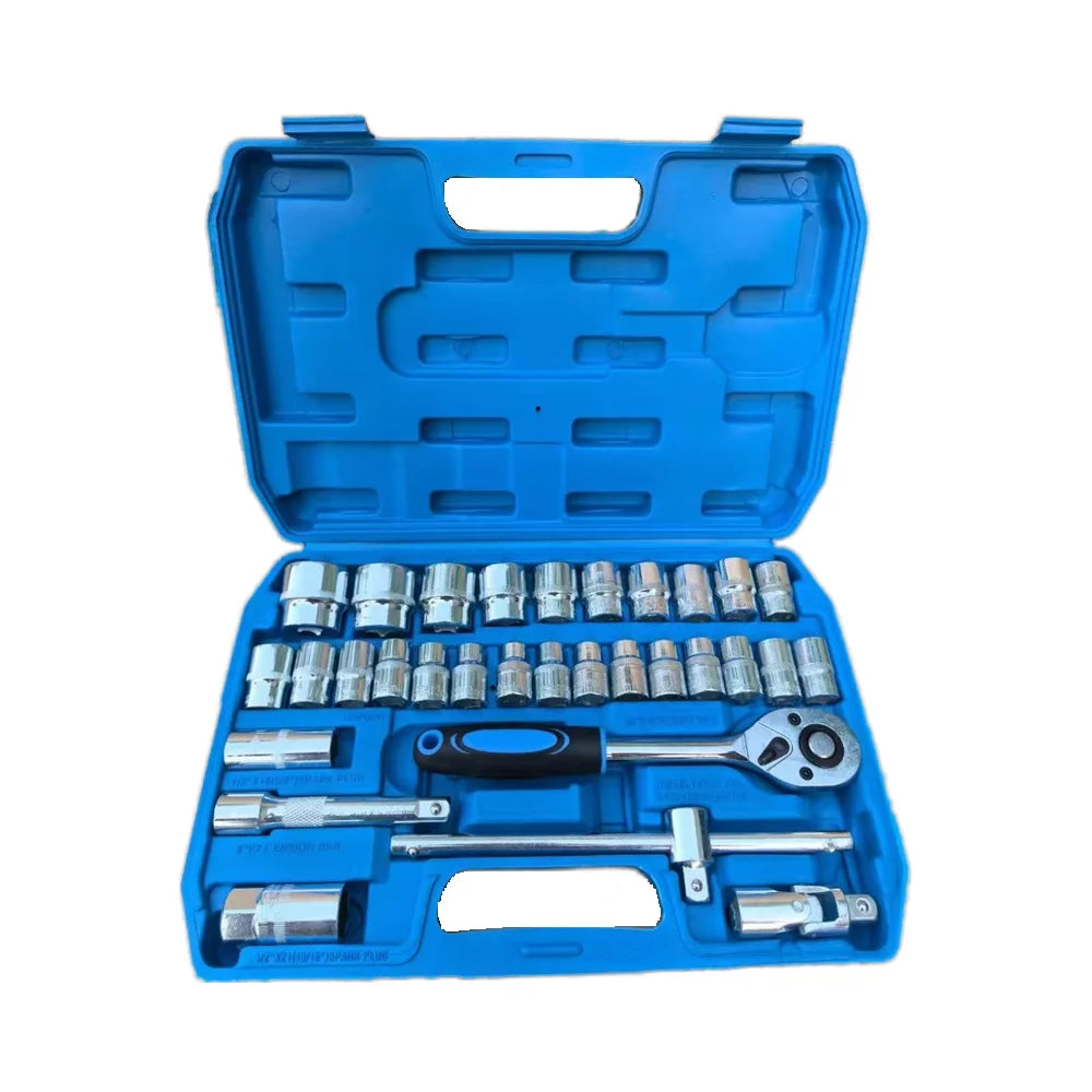 Customizable 32-Piece Solid Metal Manual Socket Wrench Combination Set OEM Home Tool Repair Box Case Trowel Shovel Steel