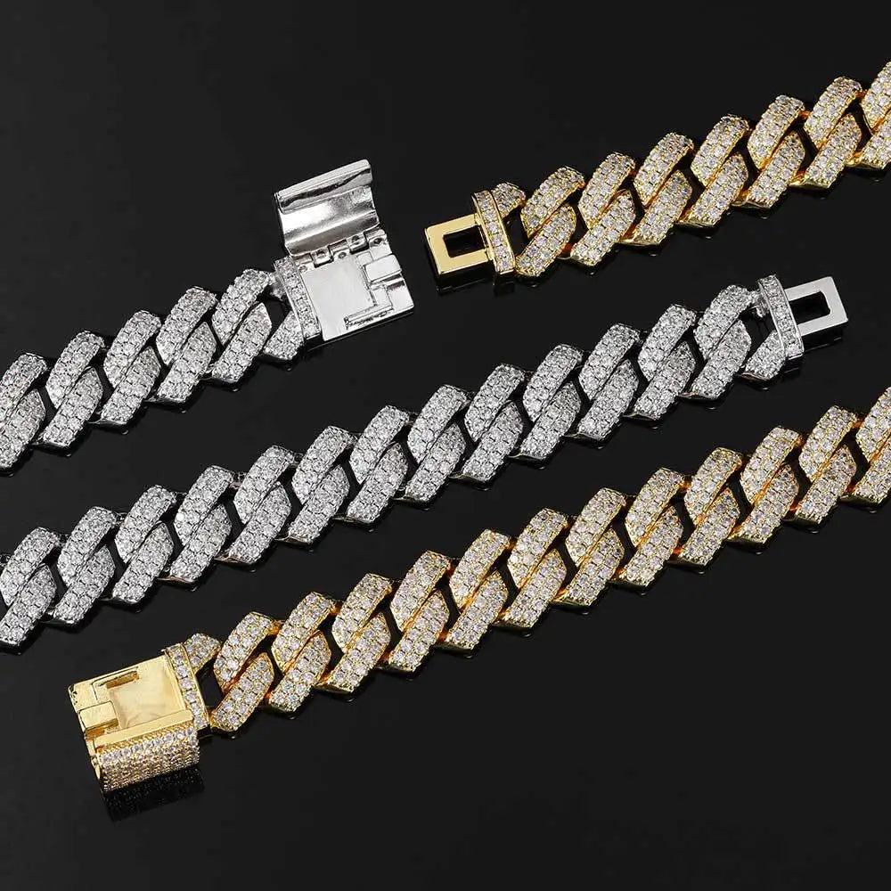 Luxury Hip Hop Iced Out Jewelry Fake VVS Diamond 19mm Cuban Chain for Rapper