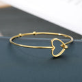 Rinhoo Stainless Steel Heart Cuff Bangles for Women Simple Fashion Cuff Bracelet Open Adjustable Bangle Party Jewelry Gift