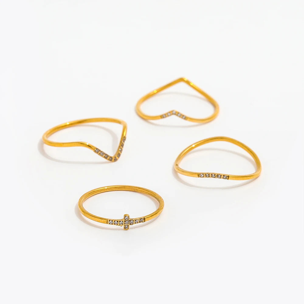 Joolim  18K PVD  Gold Plated Dainty Arrow Irregular Not Fall Zirconia  CNC Inlay Fine Dainty Rings for Women  Fashion Jewelry