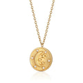 Simple Fashion Stainless Steel Round Pendant Zircon Moon Star Necklace