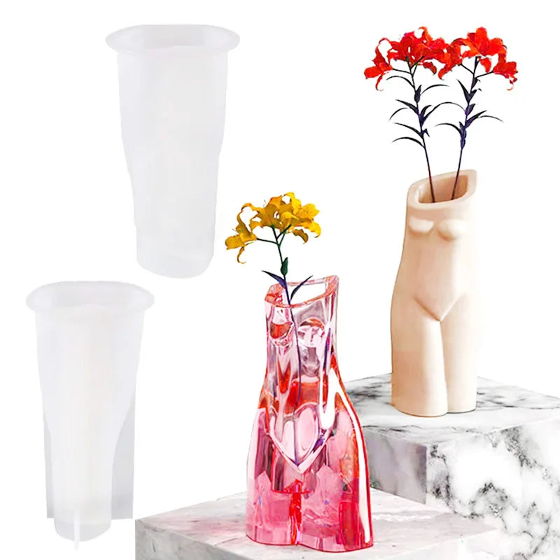 3D Body Shape Resin Plant Mold for  DIY Resin Craft Flower Pot Pen Holder Molds Flower Silicone Mold for Vase