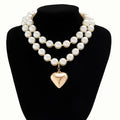 Fashion Individuality Exaggerated Big Pearl Chunky Heart CCB Round Ball Bead Chain Punk Choker Necklace for Women