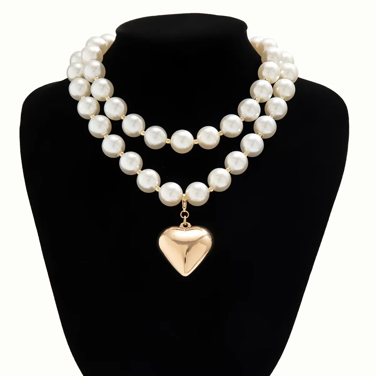 Fashion Individuality Exaggerated Big Pearl Chunky Heart CCB Round Ball Bead Chain Punk Choker Necklace for Women