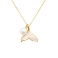18K Solid Yellow Gold Mermaid Tail Freshwater Pearl Pendant Necklace Custom Logo 16+2 Inches Chain 5A Grade Luxury Trendy