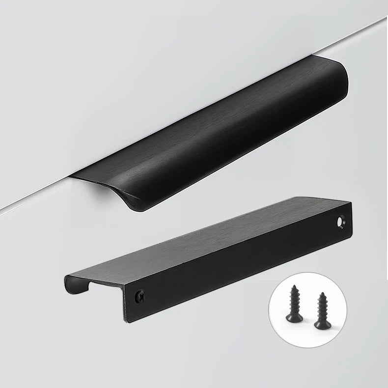 Black Hidden Cabinet Handles Kitchen Handles Cupboard Door Pulls Drawer Knobs Long Furniture Handle Hardware Aluminum Alloy
