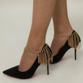 SC Fashion Chain Anklet Luxury High Heel Anklet Gold Plated Back Heel Tassel Zircon Beaded Chain Link Anklet for Women