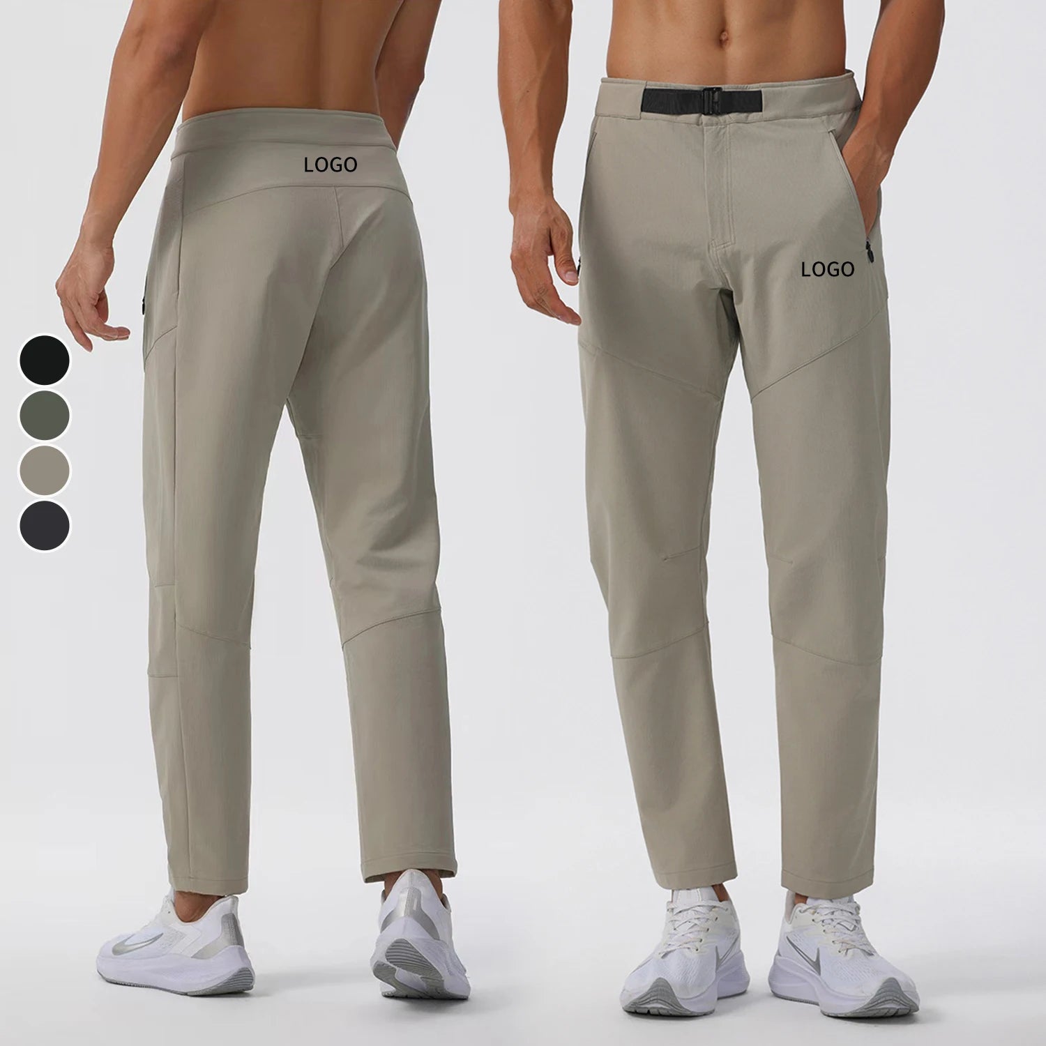 Custom Logo Men's Waterproof Fabric Jogger Pants Outdoor Hiking Running Moisture Wicking Breathable Quick Dry Straight Leg Pants