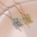 AA016253 Full Diamond Zircon Flower Pendant Necklace for Women