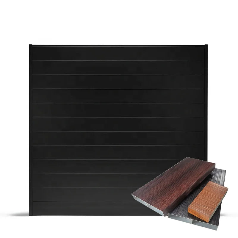 Source Manufacturer Powder Coated 6ft High Main Gate Design Garden Privacy Aluminum Slat Fence Panel Aluminum Fence System