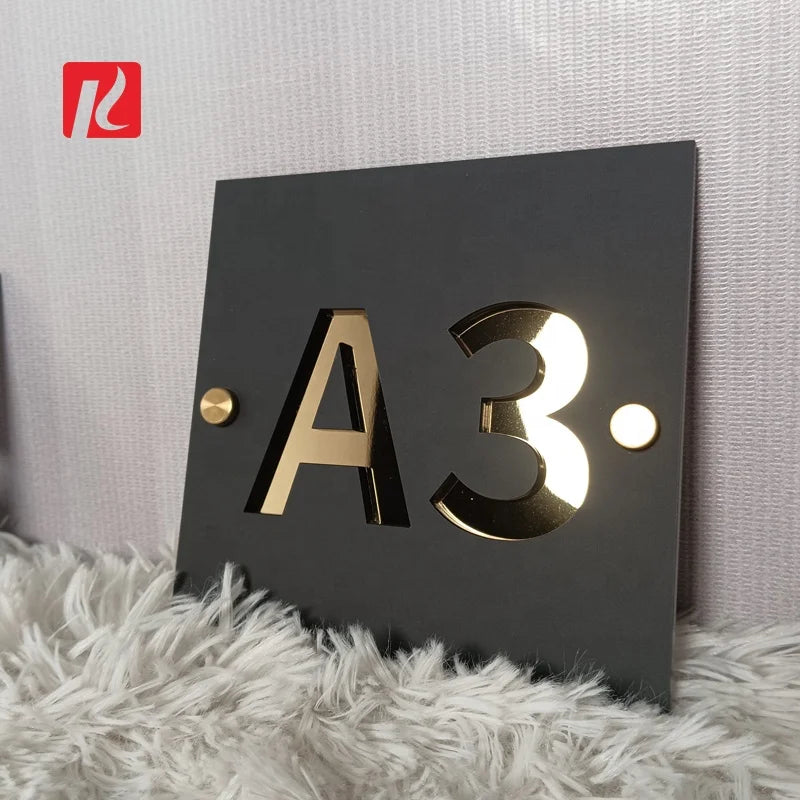 15*15cm Customized House Number Acrylic Stainless Steel Door Number Board House Name Sign Address Plate Room Number Sign