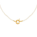 Gemnel Latest Trendy 925 Sterling Silver 18k Gold Freshwater Pearl Toggle Choker Necklace Women