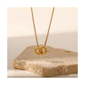 Trendy 18K Gold Plated Necklace Jewelry 2023 Stainless Steel Interlocking Plain Ring Pendant Necklace for Women Clavicle Chain