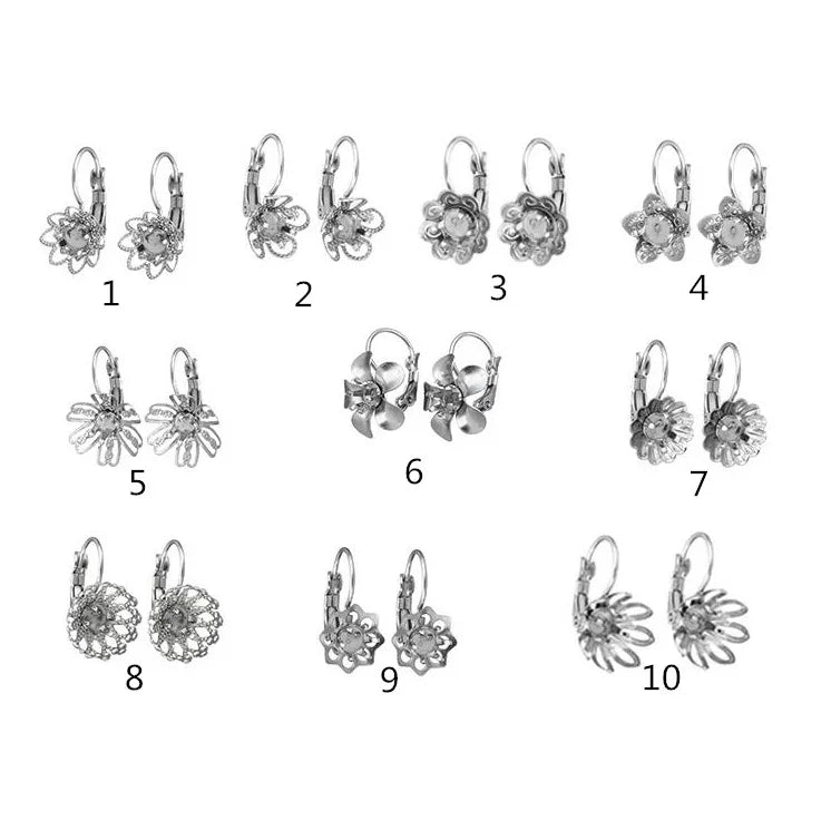Jewelry Stainless Steel French Hook Welding Flower Cover Claw Holder Stainless Steel Ear Hook  DIY Earring