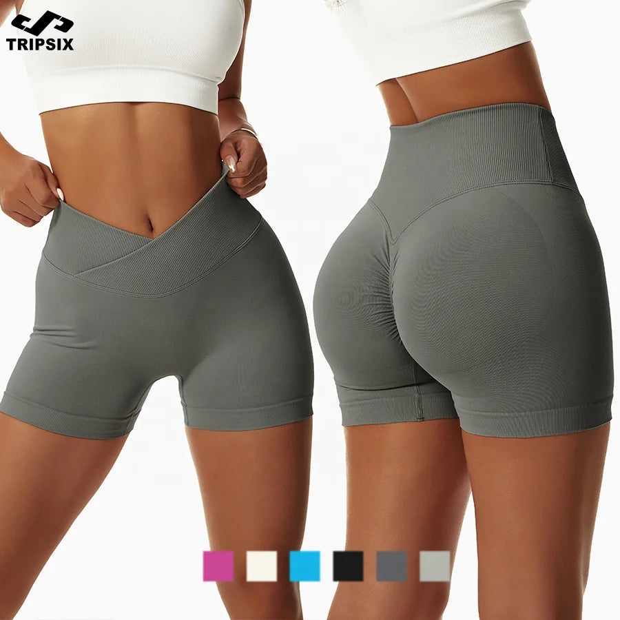 Custom Logo Fashion Elastane Gym Workout Fitness Yoga Shorts Booty Shorts for Women