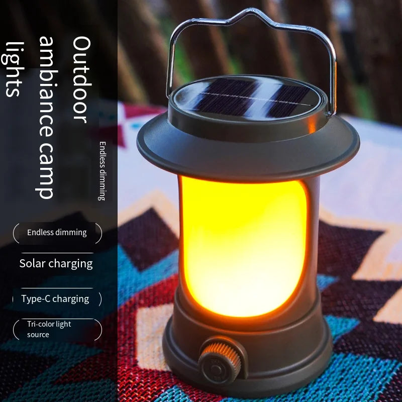 Wholesale New Models  LED Retro Camping Light Portable Solar/USB Charging Multifunctional Courtyard Handheld Hanging Lighting