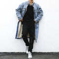 OEM Private Label Fashion Men Stock Drop Shipping Long Sharpe Mens Denim Jacket