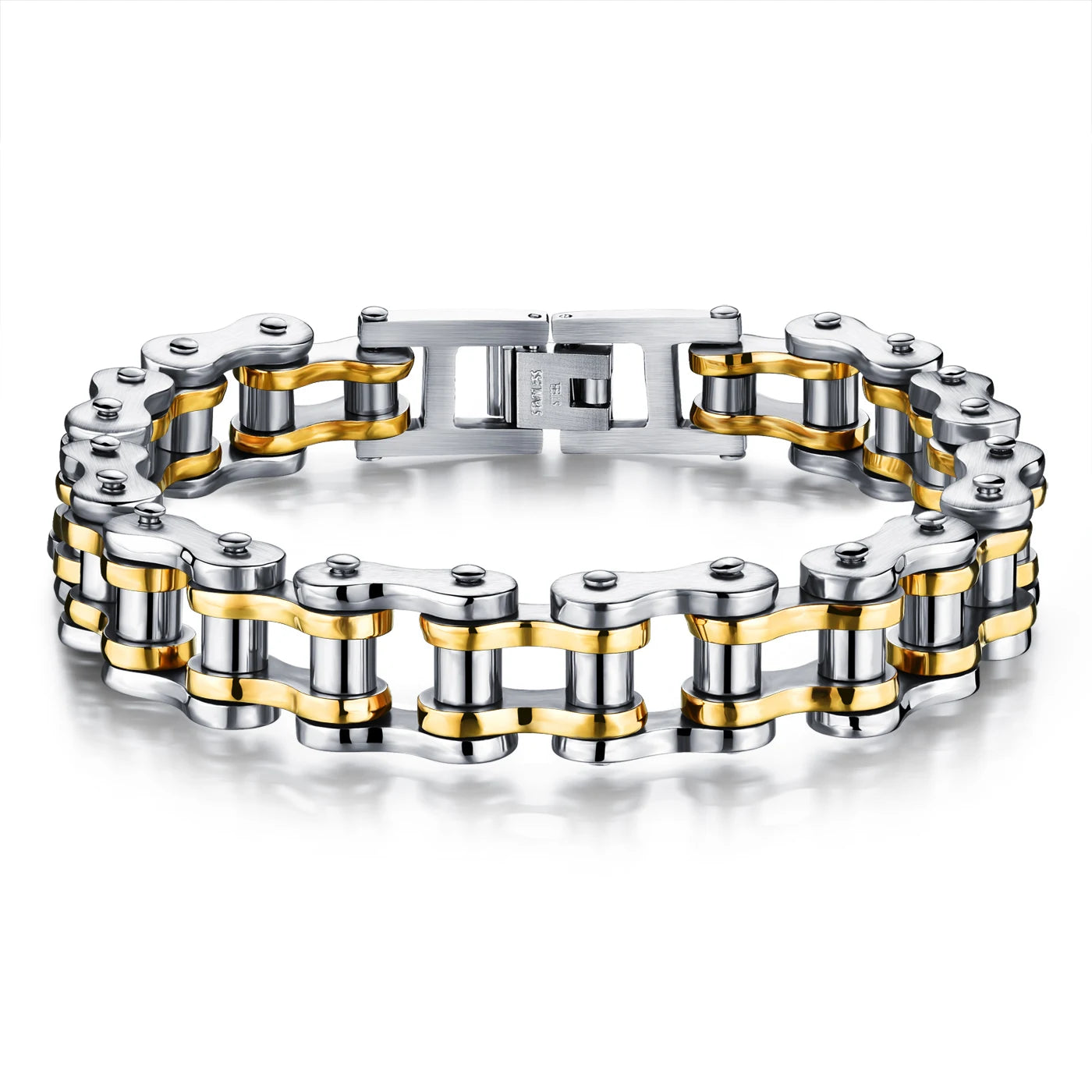 European and American Punk Rock Style Stainless Steel Men's Bracelet Fashion Inter-colour Biker Chain Titanium Steel Bracelet
