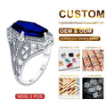 Vintage Gothic Pattern Flower Shape Blue Sapphire Gemstone Wedding Turkish Jewelry Wholesale 925 Silver Custom Manufacturer