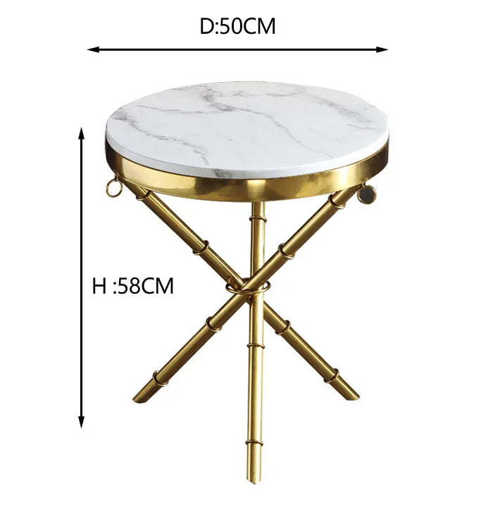 Modern Stainless Steel Gold 3-legged Round Slate Coffee Table Living Room Coffee Table