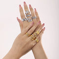 Fashion Irregular Texture Ring Stainless Steel PVD Gold Plated Adjustable Index Finger Open Ring for Her Tarnish Free