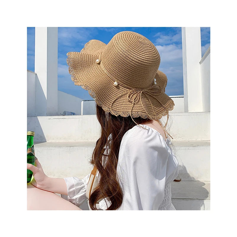 2023 New Style Outdoor Women Ladies Customized  Sun Beach Woven Paper Straw Hat