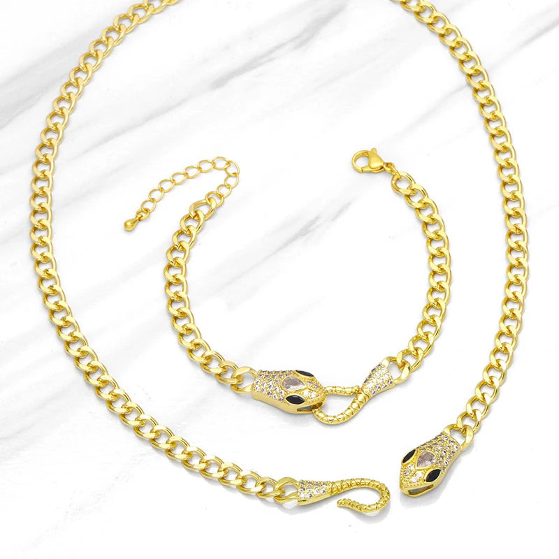 2022 Fashion Luxury Hawaiian Women 18k Gold Plated Zirconia Italian Bracelet Necklace Jewelry Set