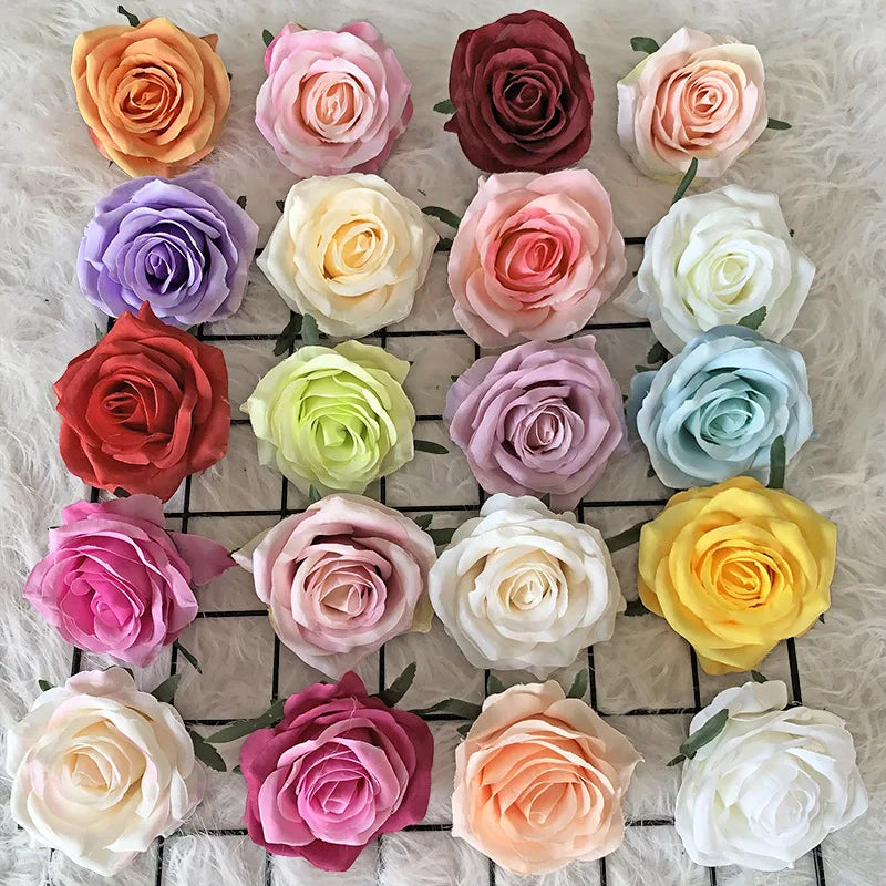 Yopin-1340 Wedding Decorative Faux Rose Head 10CM Artificial Silk Rose Flower Heads