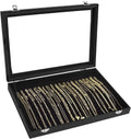 Modish Jewelry Container Fashion Black Pu Leather Glass Cover Necklace Storage Jewelry Case for Jewelry Display