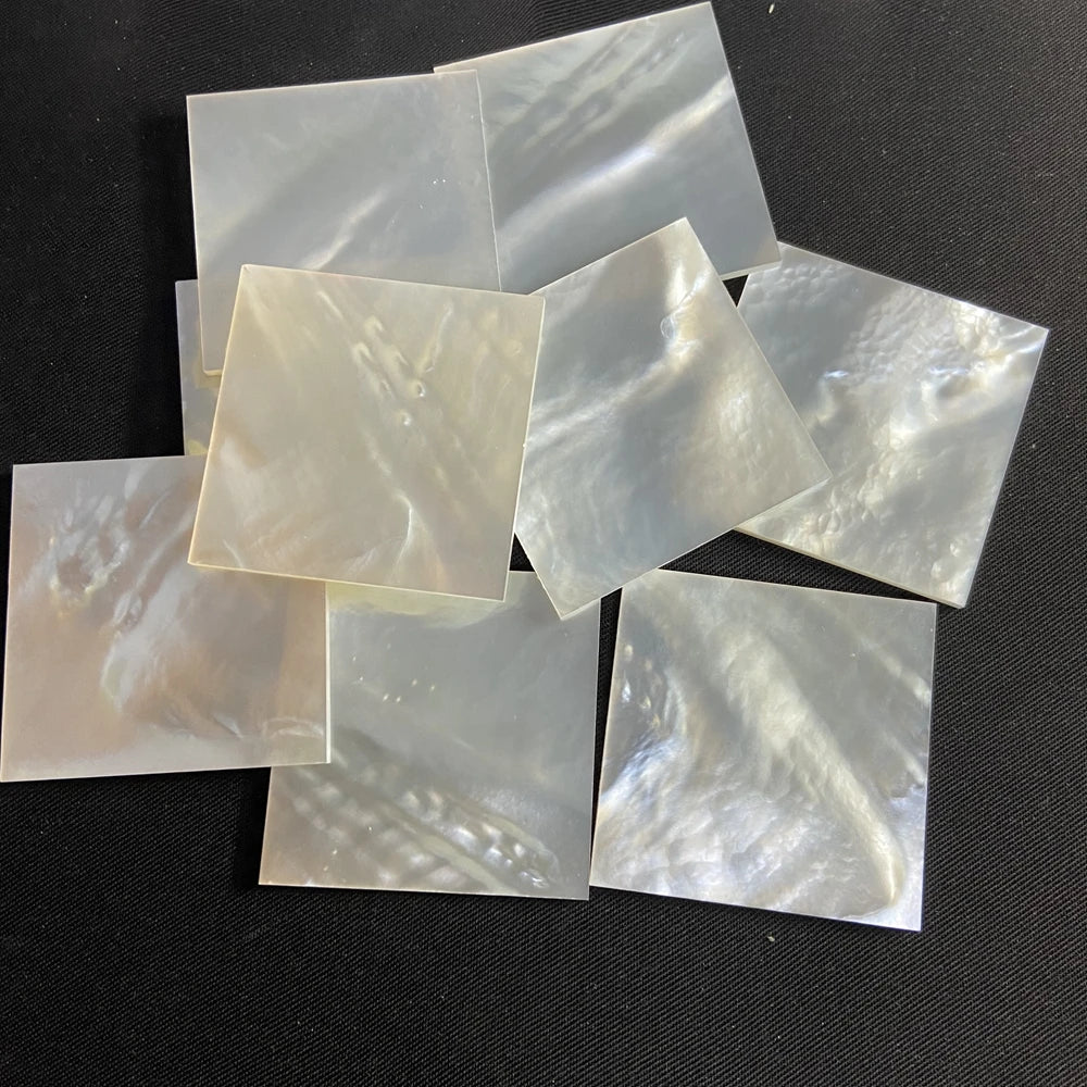 HQ Gems 30mm 40mm White MPO 2mm Thickness Natural Square Mother of Pearl Sheet
