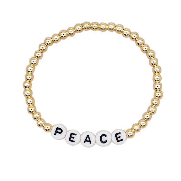 BM1015 Custom Name ID Initial Letter Bracelets Dainty Tiny Gold Beaded Fashion Charm for Personalization