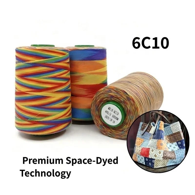 [Best Seller 6C10] 40S/2 Variegated Polyester Quilting Thread - 5000M Dyed Rainbow Thread for Patchwork Overlocking
