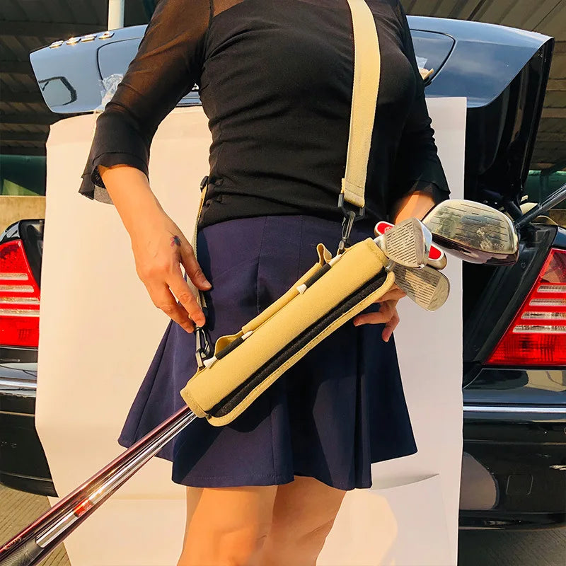 Sport Lightweight Washable Khaki pink Golf Game Cue Club Carrier Driving Range Travel case Small Light Sunday Pencil Packing Bag
