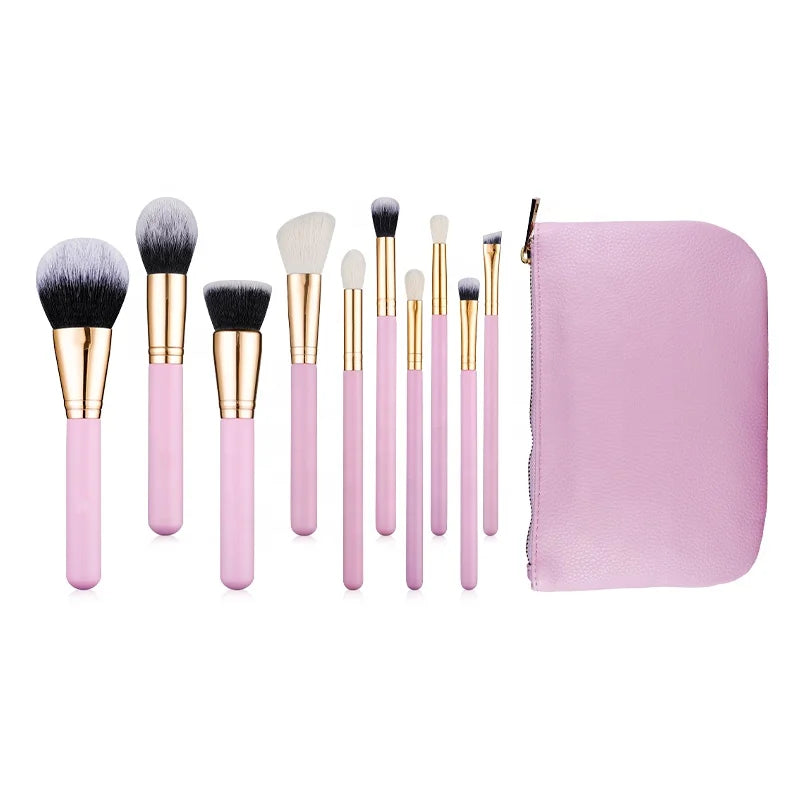 Wholesale Low Price Pink Gold Mocha Dust Nude Oval Makeup Brush Set Fluffy Nail Face Brush Used with Concealer Shaving Brush