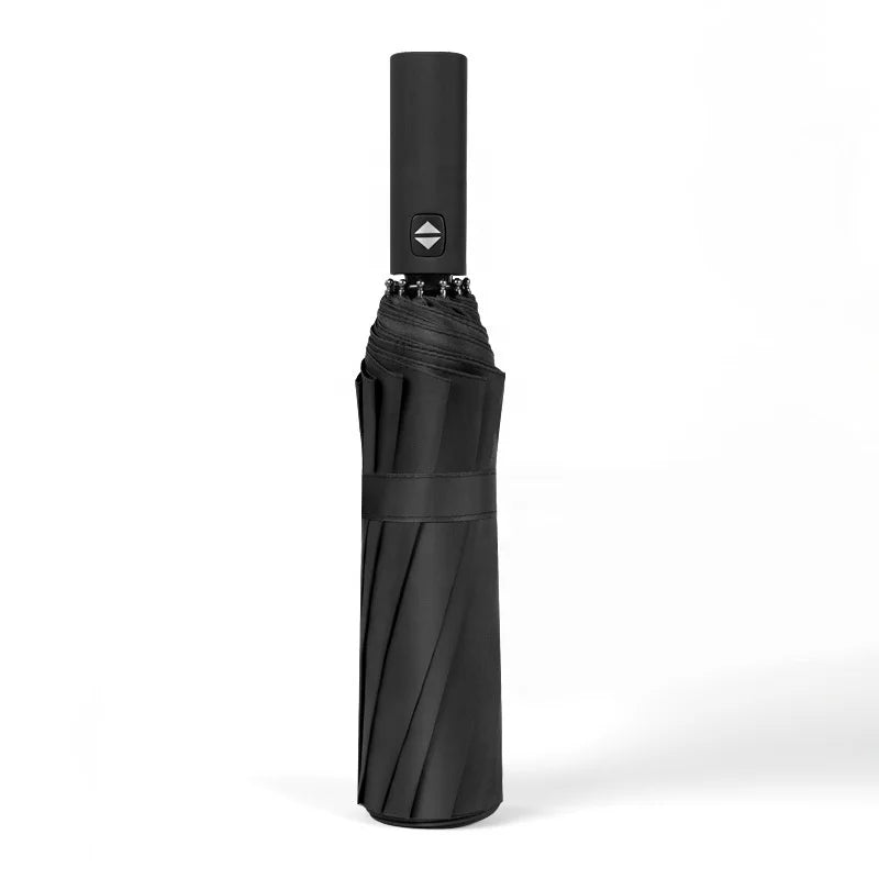 Hot Selling Model Wholesale Automatic 12 Bone Three Folding Umbrellas for the Rain with UV Coating
