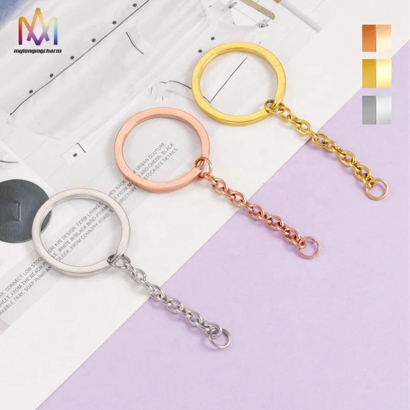 Customized Stainless Steel Keychain Accessories Charm Key Ring Supplier Key Ring With Chain