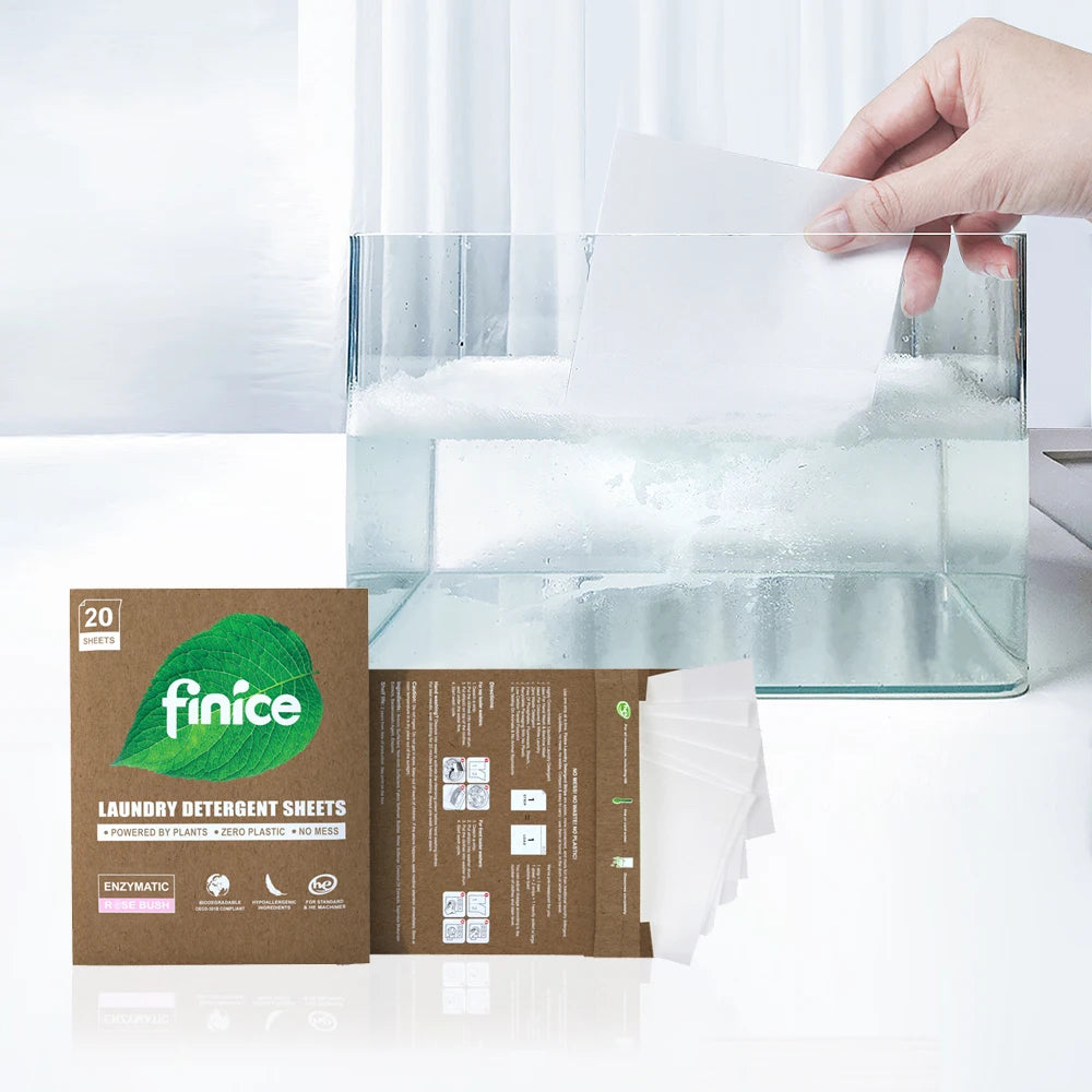 FNC769 Finice Solid Laundry Detergent Sheets Strips Biodegradable Enzyme Action Bathroom Disposable Super Concentrated Gentle