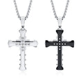 Fine Stainless Steel Men Pendant Jewelry Necklace Cz Zircon Cross Charm Necklace