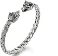 Hot Sale Men's Wolf Head Bracelet Steel Braided Cable Bangle Cuff Bracelet High Polished Bracelet