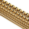 2/2.5/3/4/5/6MM Men/Women Jewelry 18k Gold Plated Choker Accessories Stainless Steel Square Pearl Round Box Chain Necklaces