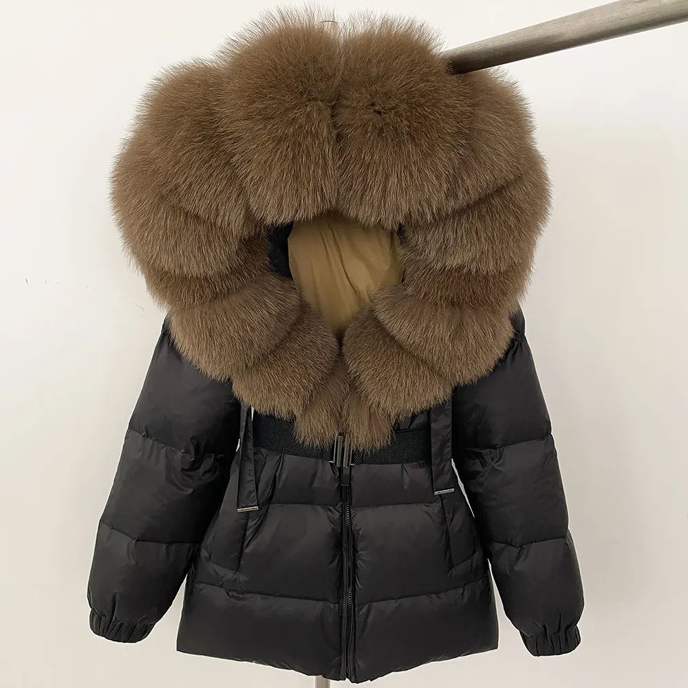 OFTBUY 2025 New Winter Puffer Down Jacket Women Real Fox Fur Hooded Thick Warm 90% White Duck Down Coat Female Waterproof Parka
