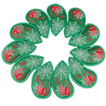 9pcs Bag C Style PU Leather Green Embroidered Golf Iron Club Head Cover