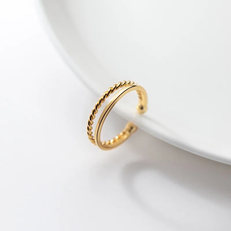 New Design S925 Sterling Silver Double Layer Twist Chain Design Ring 925 Silver Jewelry Women J9134