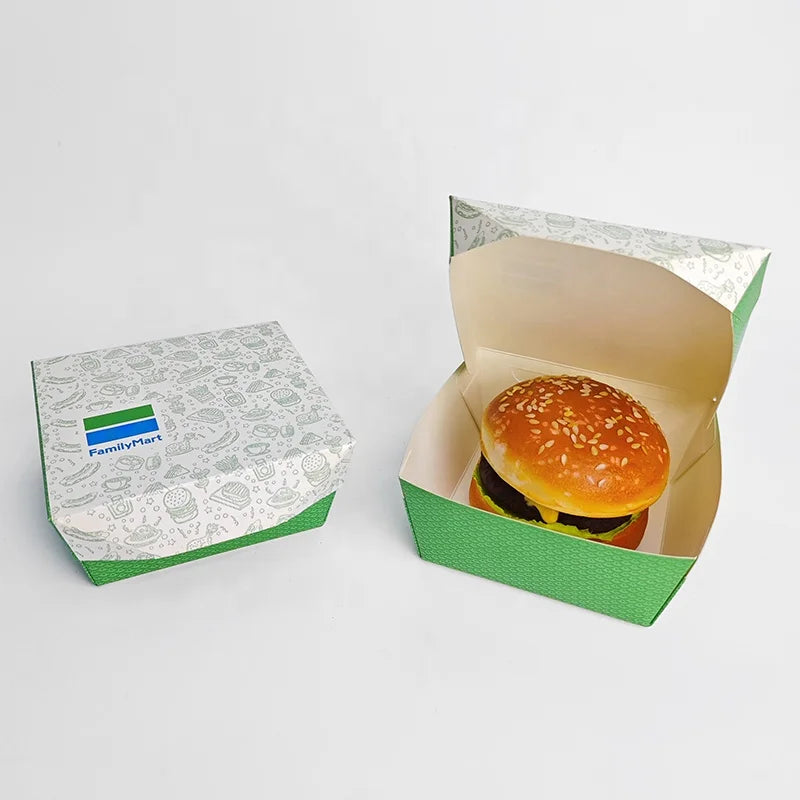 Custom Logo White Take Away Food Grade Container to Go Fast Food Paper Fried Chicken Branded Burger Box