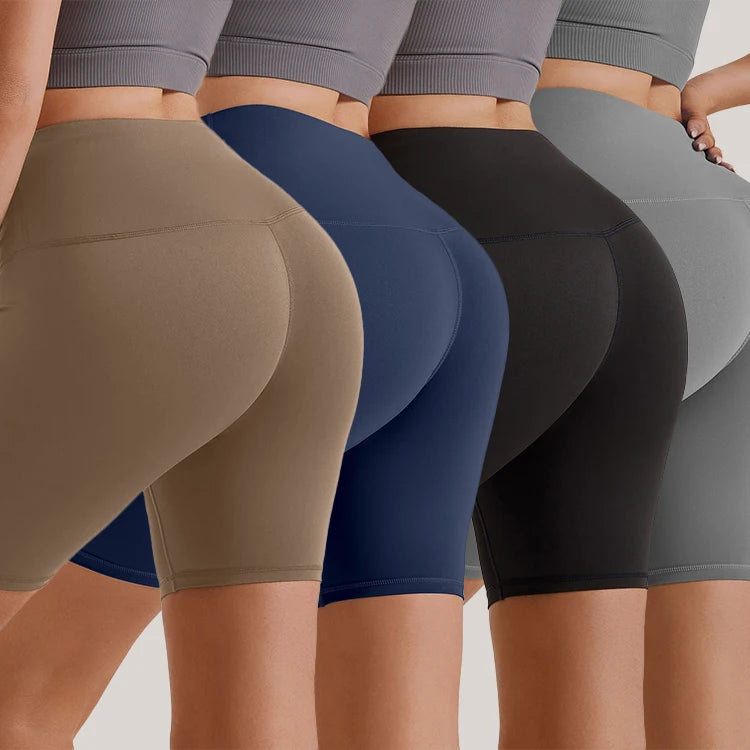 High Waist Breathable  Yoga Leggings Trousers Women Skinny Fit Casual Fifth Pants Tummy Control Peachy Bermuda Shorts