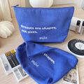 Royal Blue Cotton Zipper Dust Pouch Recycled Canvas Sun Cream Packing Bag