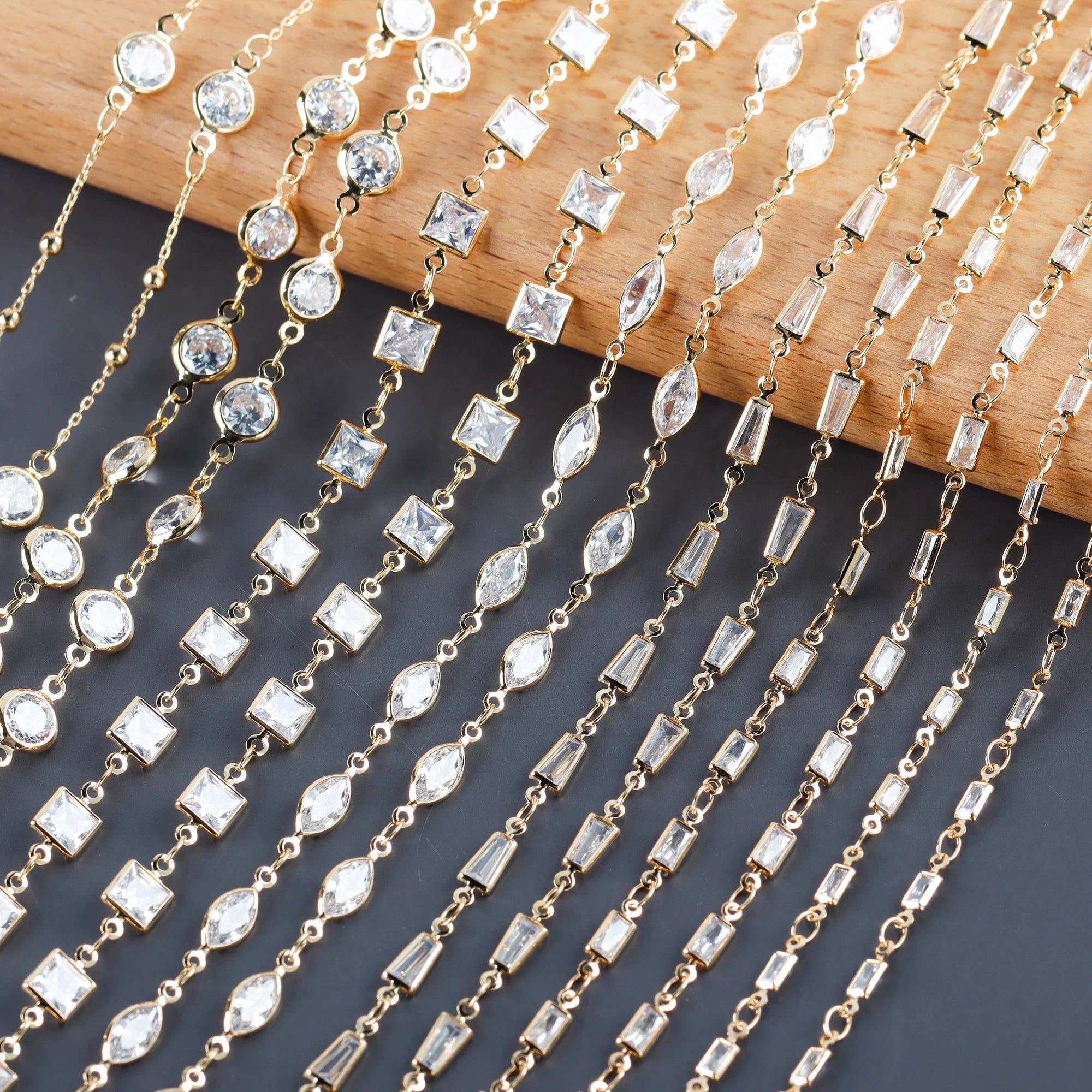 C209  Wholesale New Trend Vintage 18K Gold Plated Zircon Diy Necklace Bracelet Chain Jewelry Making Findings1m/lot
